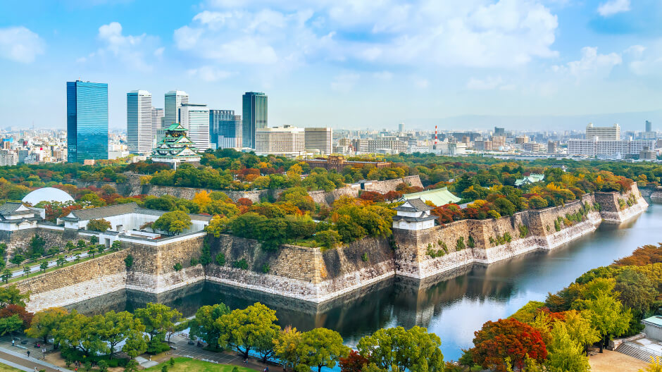 A photo capturing modern and traditional architecture landscape in Japan