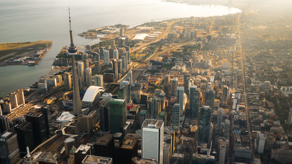 A birds-eye view of Toronto, Canada