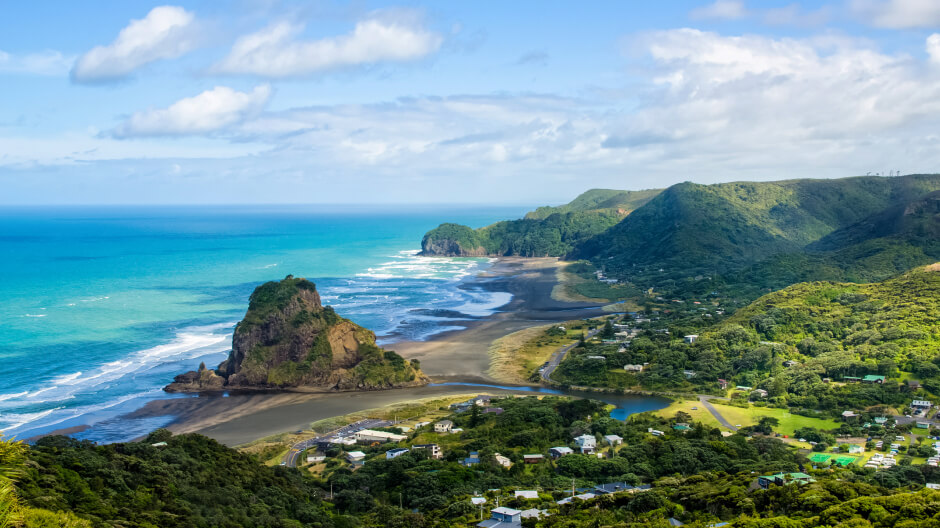 A vibrant wild beach in Aukland, New Zealand